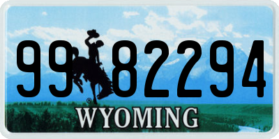 WY license plate 9982294