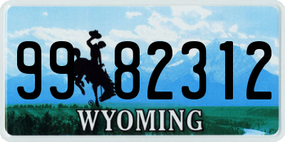 WY license plate 9982312