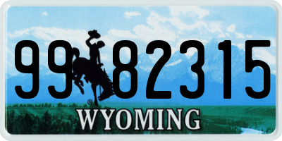 WY license plate 9982315