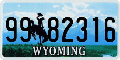 WY license plate 9982316