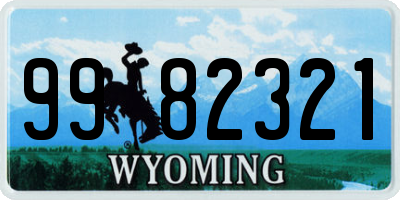 WY license plate 9982321