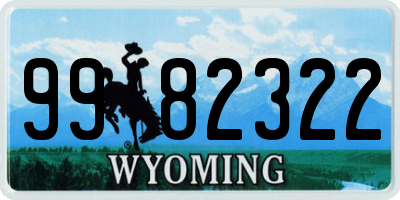 WY license plate 9982322