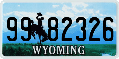 WY license plate 9982326
