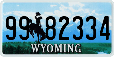 WY license plate 9982334