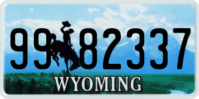 WY license plate 9982337