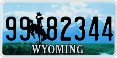 WY license plate 9982344