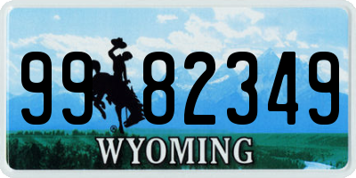 WY license plate 9982349