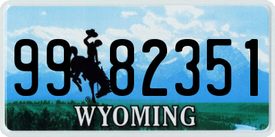 WY license plate 9982351