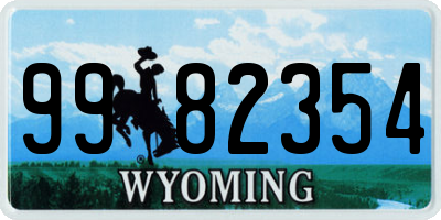 WY license plate 9982354