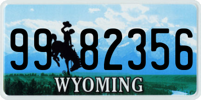 WY license plate 9982356