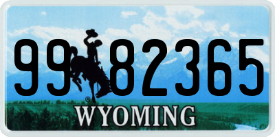 WY license plate 9982365