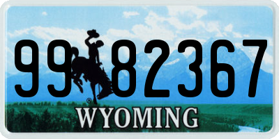 WY license plate 9982367