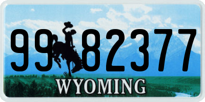 WY license plate 9982377