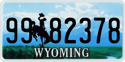 WY license plate 9982378