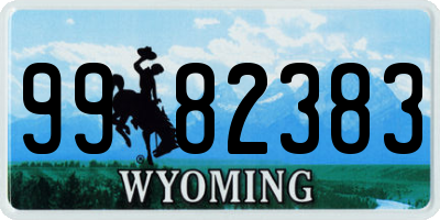 WY license plate 9982383