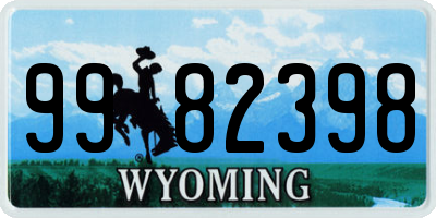 WY license plate 9982398