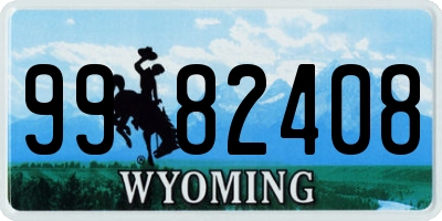 WY license plate 9982408