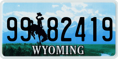 WY license plate 9982419