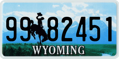 WY license plate 9982451