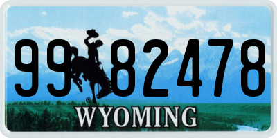 WY license plate 9982478