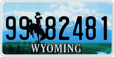 WY license plate 9982481