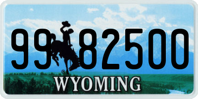 WY license plate 9982500