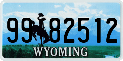 WY license plate 9982512