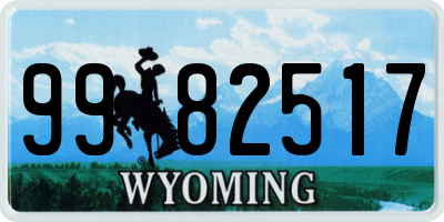 WY license plate 9982517