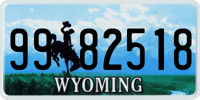 WY license plate 9982518