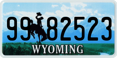 WY license plate 9982523