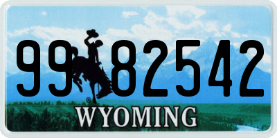 WY license plate 9982542