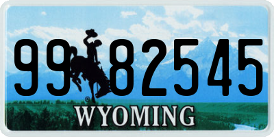WY license plate 9982545
