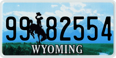 WY license plate 9982554