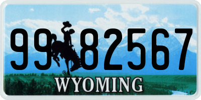 WY license plate 9982567