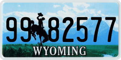 WY license plate 9982577