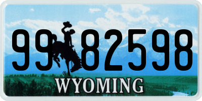 WY license plate 9982598