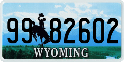 WY license plate 9982602