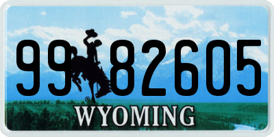 WY license plate 9982605