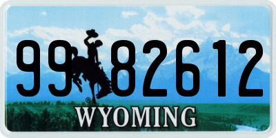 WY license plate 9982612