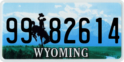 WY license plate 9982614