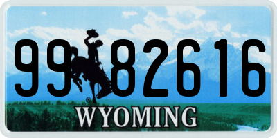 WY license plate 9982616