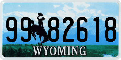 WY license plate 9982618