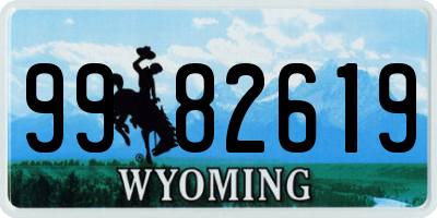 WY license plate 9982619
