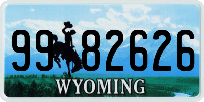 WY license plate 9982626