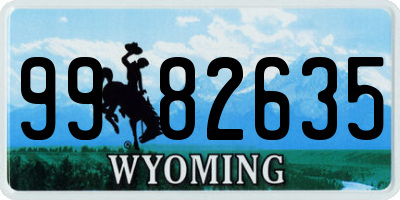 WY license plate 9982635