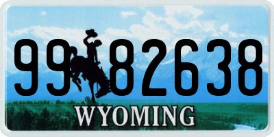 WY license plate 9982638