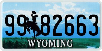 WY license plate 9982663