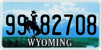 WY license plate 9982708