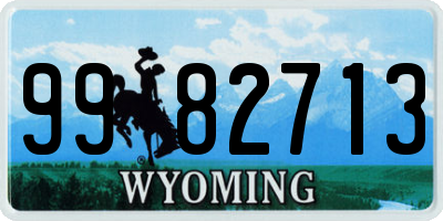 WY license plate 9982713
