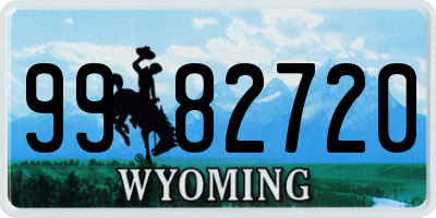 WY license plate 9982720